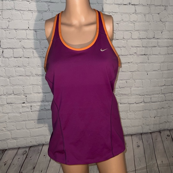 Nike Tops - Nike Dri Fit Dark Purple & Orange Tank top size L